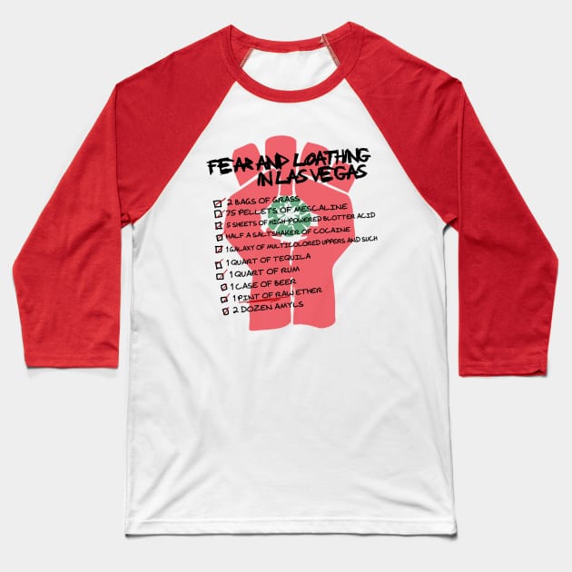 Fear and Loathing Checklist Baseball T-Shirt by EsotericExposal